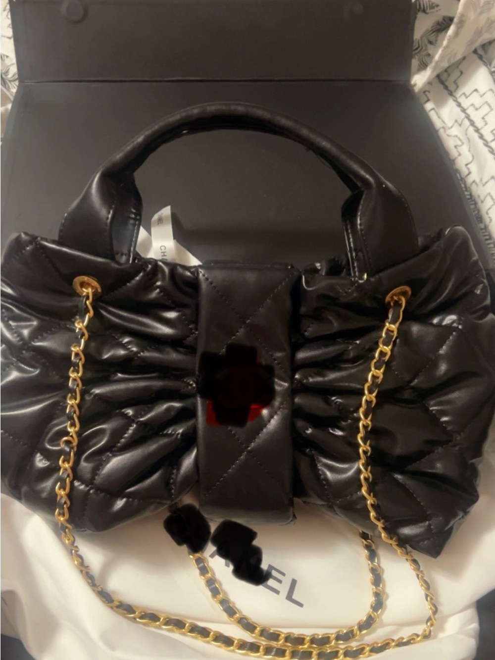 Black Quilted Chain-Handle Women's Handbag